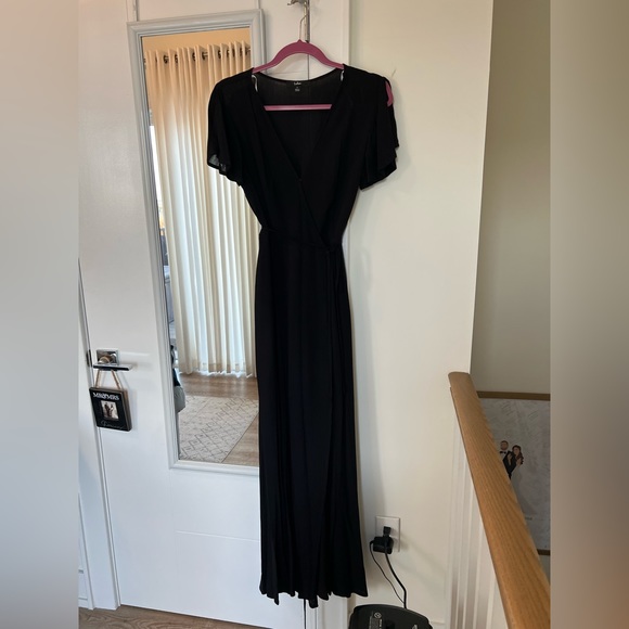 NWOT Lulus Heart of Marigold Black Wrap Maxi Dress - Picture 5 of 9